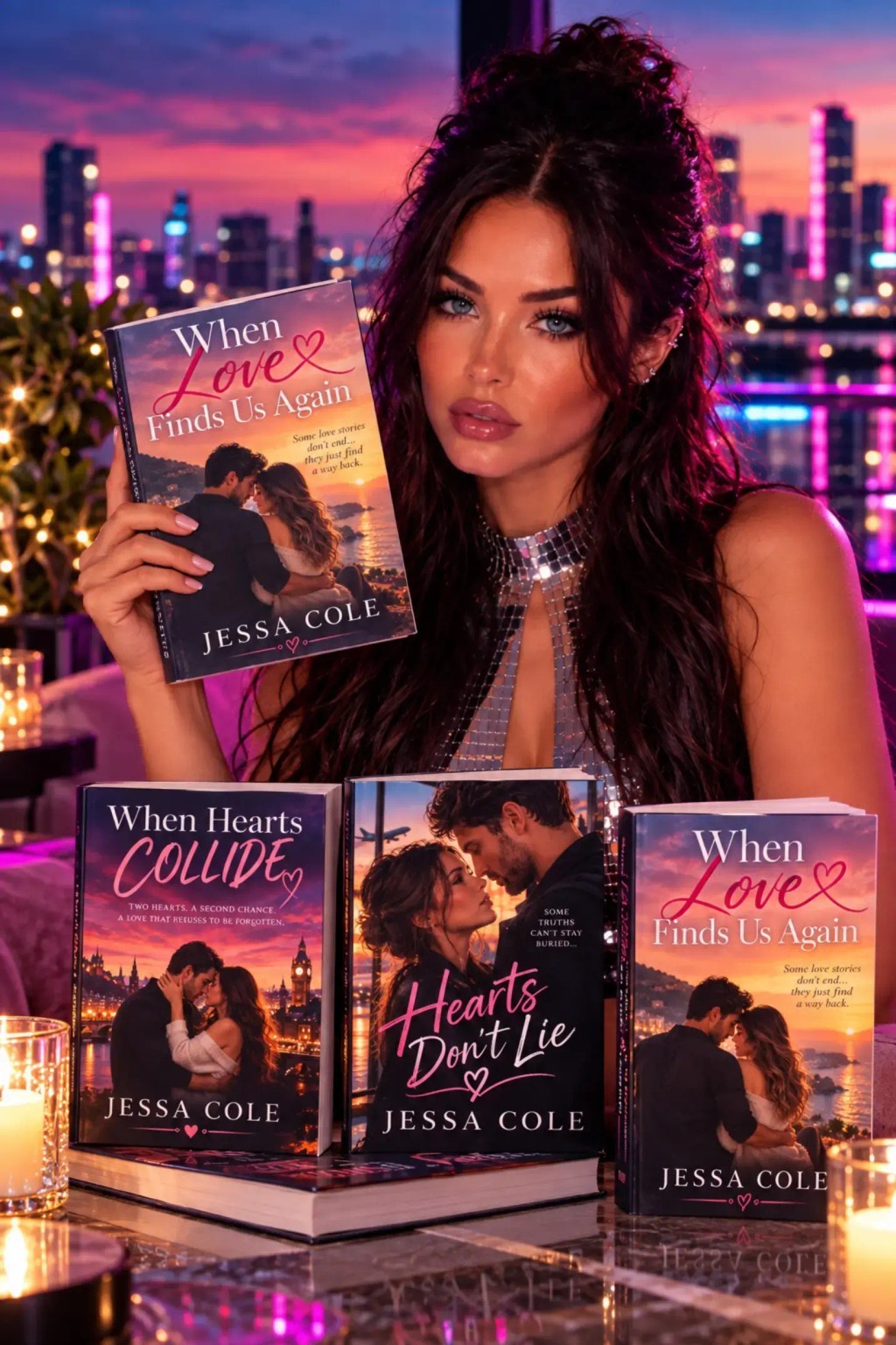 Jessa Cole with her romance books